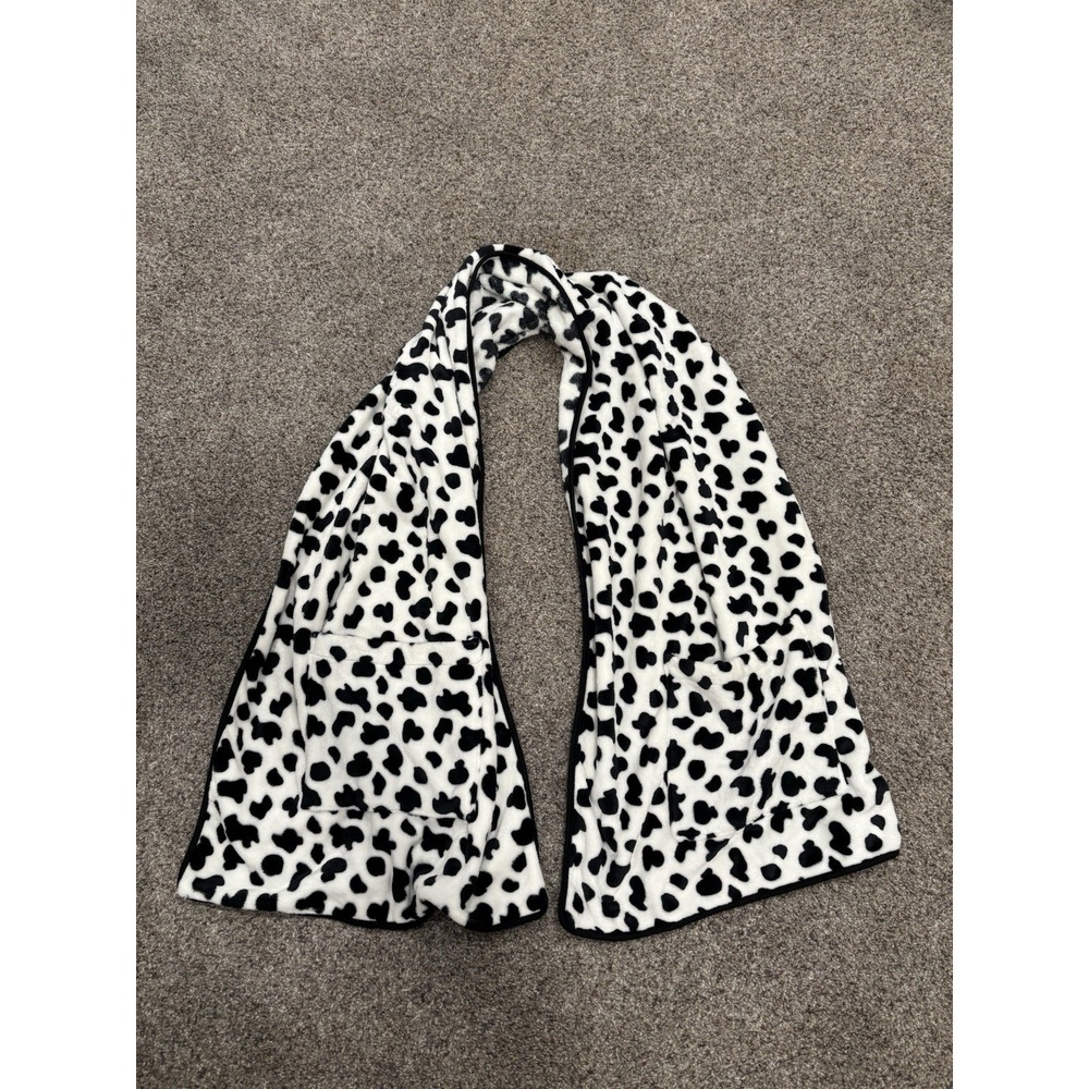 Dalmatian Scarf Women Faux Dalmation Stole Black & White Costume